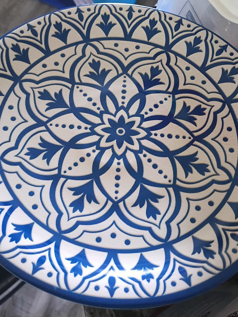 Blue and White Decorative Mandala Plates. Set Of 8